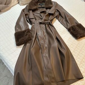 Forever 21 Brown Faux Leather Trench Coat